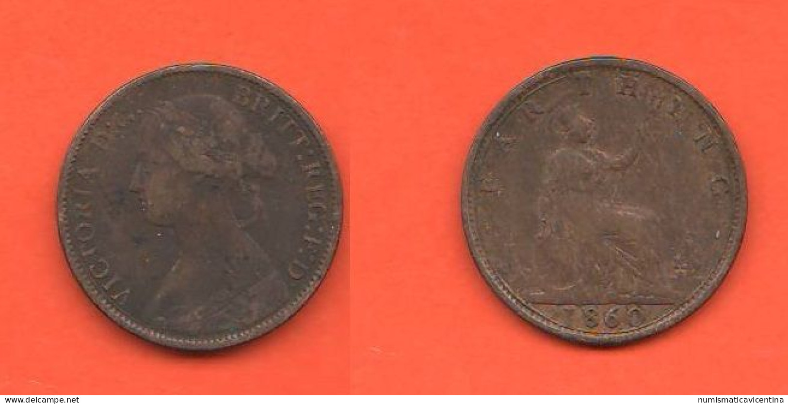 Inghilterra 1 Farthing 1860 Great Britain Angleterre Bronze Coin ∇ 5 - B. 1 Farthing