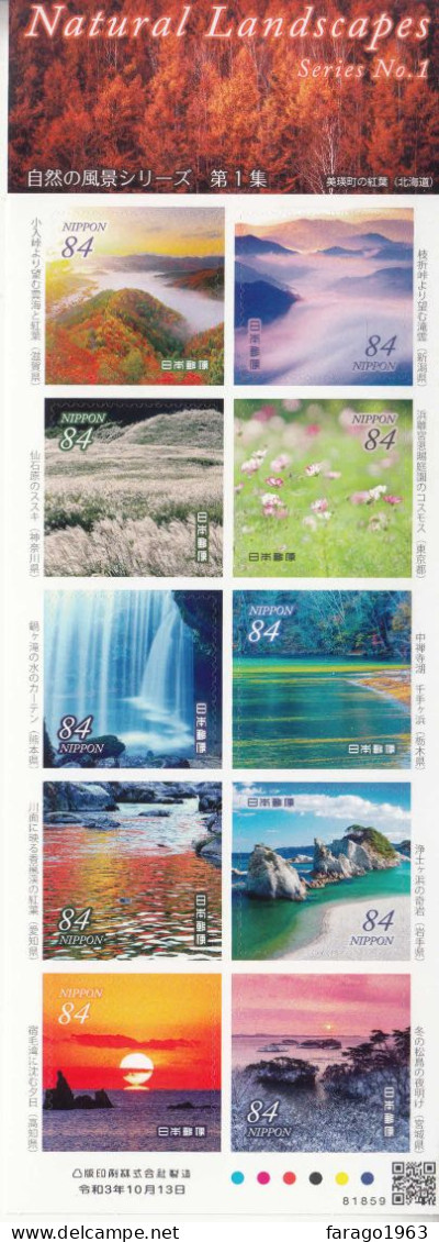 2021 Japan Natural Landscapes Photography Miniature Sheet Of 10 MNH @ BELOW FACE VALUE - Unused Stamps