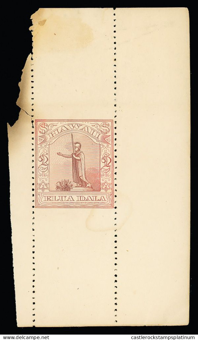 O) 1882 HAWAII, STATUE OF KING KAMEHAMEHA I, SCT 38 2c Lilac Rose, VERTICAL PERFORATION, HORIZONTAL IMPERFORATED, LIGHT - Hawaii
