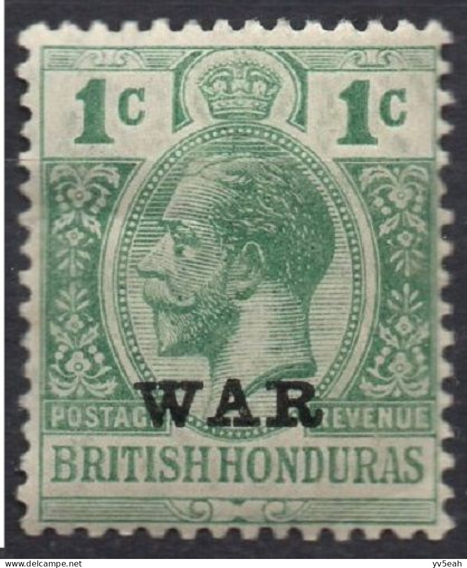 BRITISH HONDURAS/1916-17/MH/SC#MR2/KING GEORGE V  / ROYALTY / OVERPRINTED "WAR" / 1c GREEN - Brits-Honduras (...-1970)