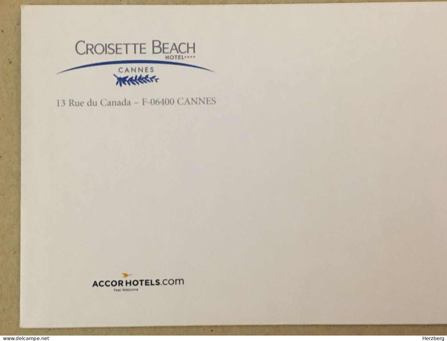 Cover Envelope - France Cannes Croisette Beach Rue Du Canada Hotel - Hostelería - Horesca