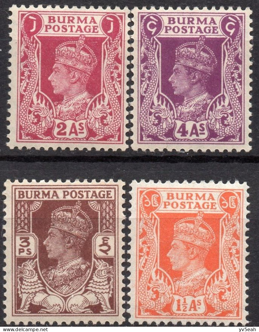 BURMA/1946/MNH/SC#51, 55-6, 60/ KING GEORGE VI/ KGVI /PARTIAL SET / 1 1/2a MH - Birma (...-1947)