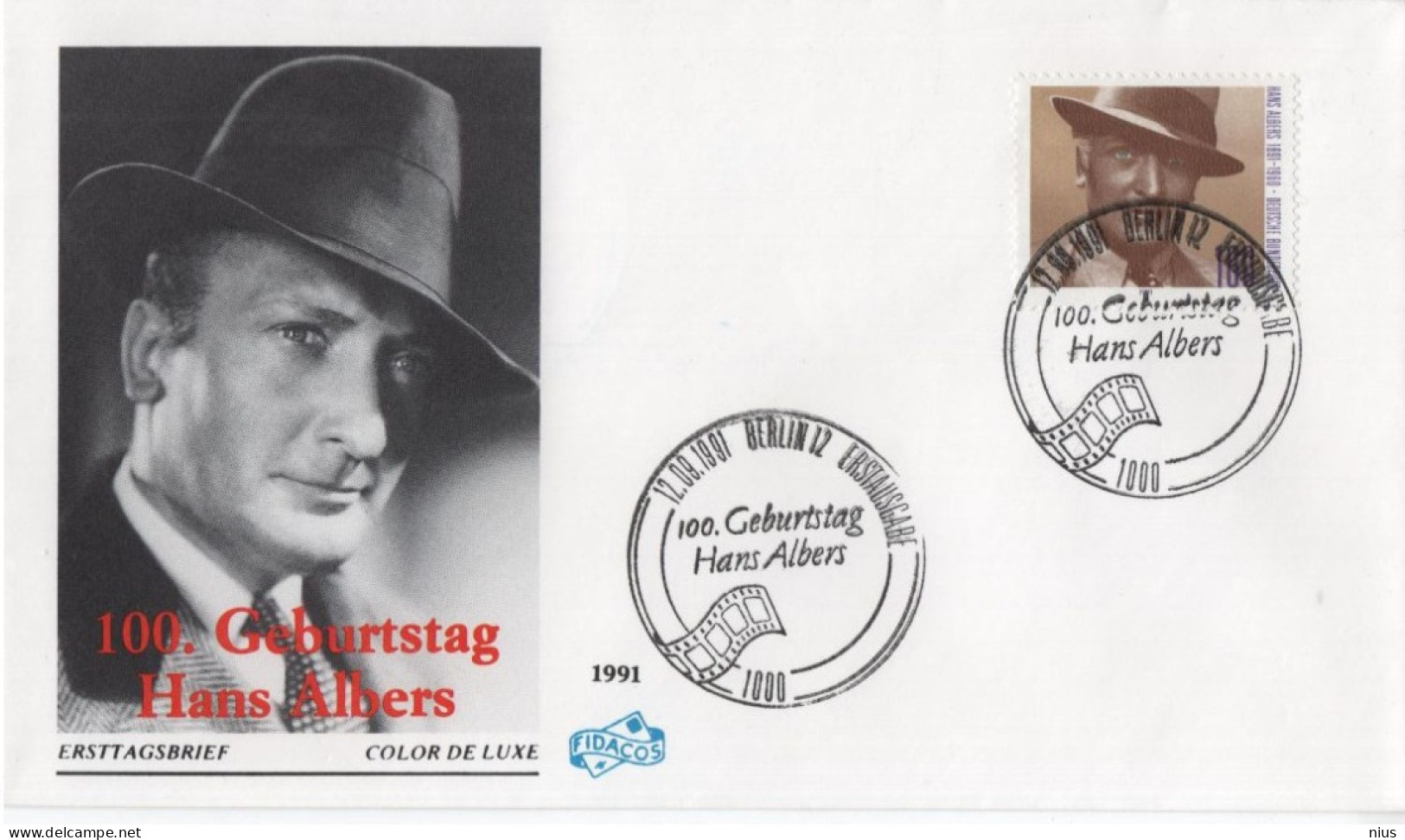 Germany Deutschland 1991 FDC Hans Albers, German Actor Singer Movie Film Cinema Musik Music , Berlin - 1991-2000