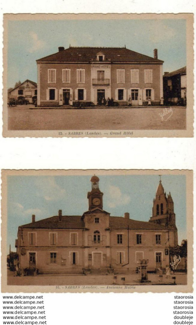 D40  SABRES  LOT DE 2 CARTES Ancienne Mairie Et Grand Hôtel - Sabres