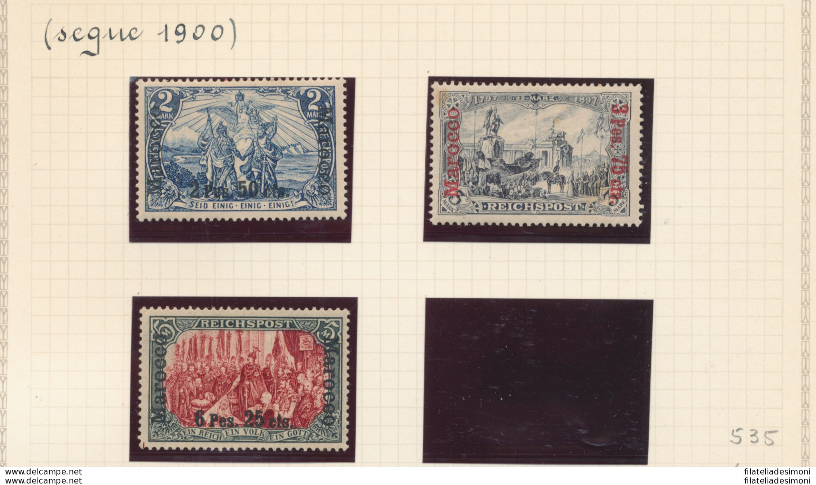 1900 Marocco - Colonie Tedesche - Yvert N. 7/19 - Soprastampati - 13 Valori MH* - Firma G. Oliva - Altri & Non Classificati