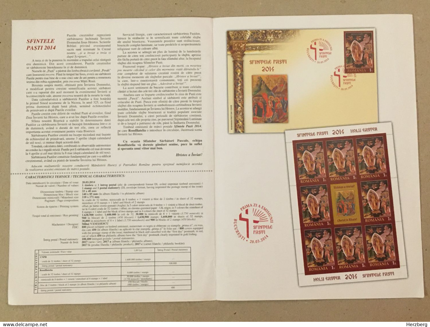 Romania Rumanien Roumanie - 2014 Easter Paques Ostern Jesus Byzantine Icon Presentation Album Of The Philatelic Series - Storia Postale