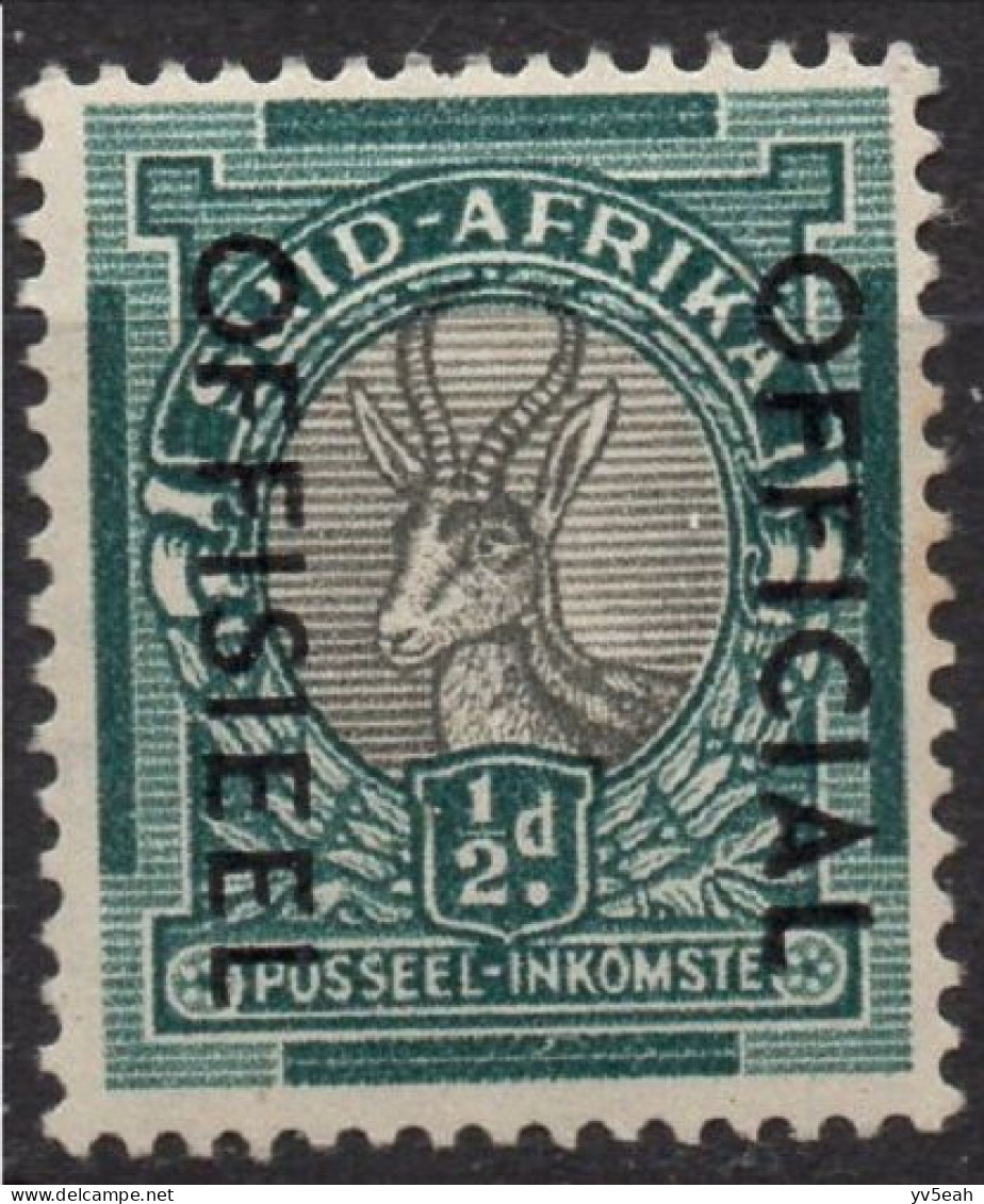 SOUTH AFRICA/1950-54/MNH/SC#O43b/ SPRINGBOK / ANIMAL/ 1/2p DK GREEN & BLK, SINGLE / OFFICIAL STAMP - Service