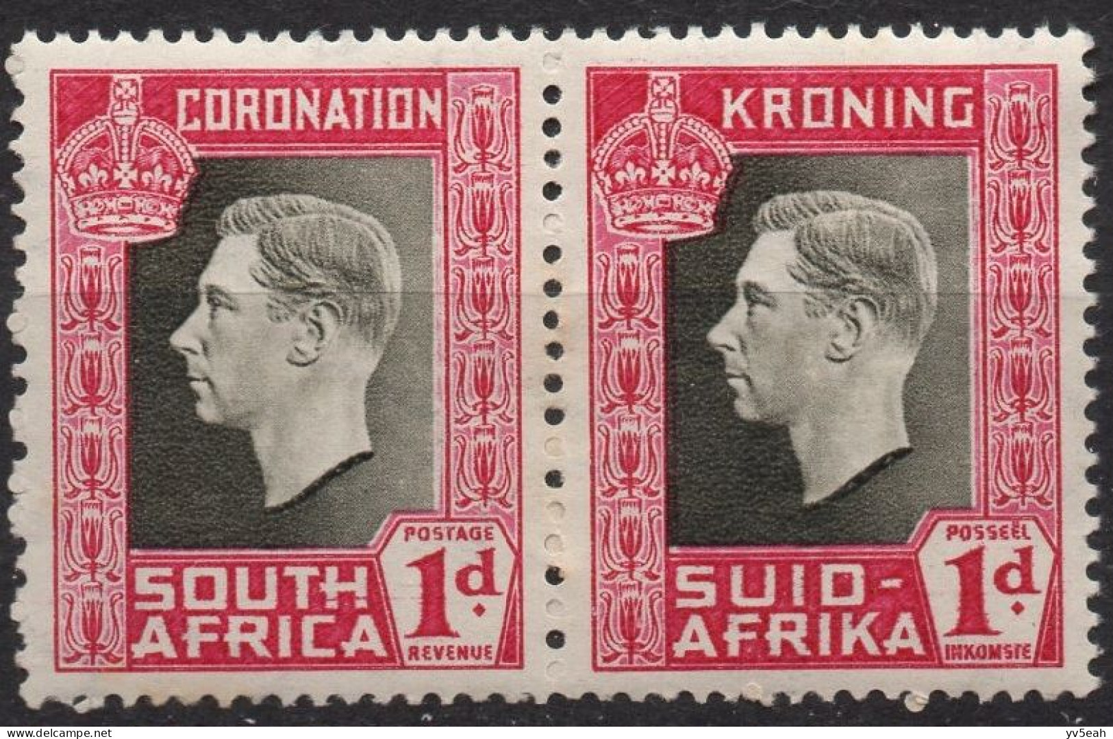 SOUTH AFRICA/1937/MNH/SC#76/ CORONATION OF KING GEORGE VI / KGVI / 1P CARMINE & OLIVE BLACK - Nuovi