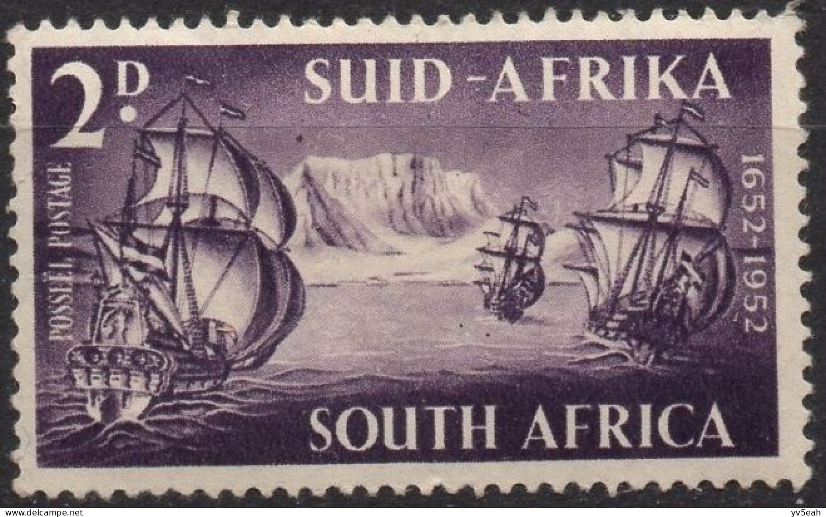 SOUTH AFRICA/1952/MH/SC#117/ 300TH. ANNIV. OF THE LANDING OF JAN VAN RIEBEECK / 2p / SHIPS / HISTORICAL MOMENTS - Ungebraucht