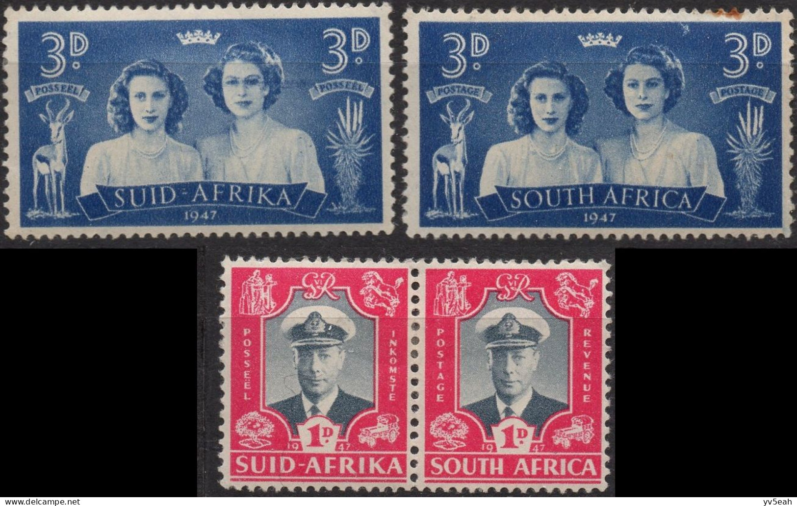 SOUTH AFRICA/1947/MH/SC#103, 105a, 105B/ KING GEORGE VI / BRITISH ROYAL FAMILY VISIT /PARTIAL SET / 3p ARE MNH SINGLES ( - Nuovi