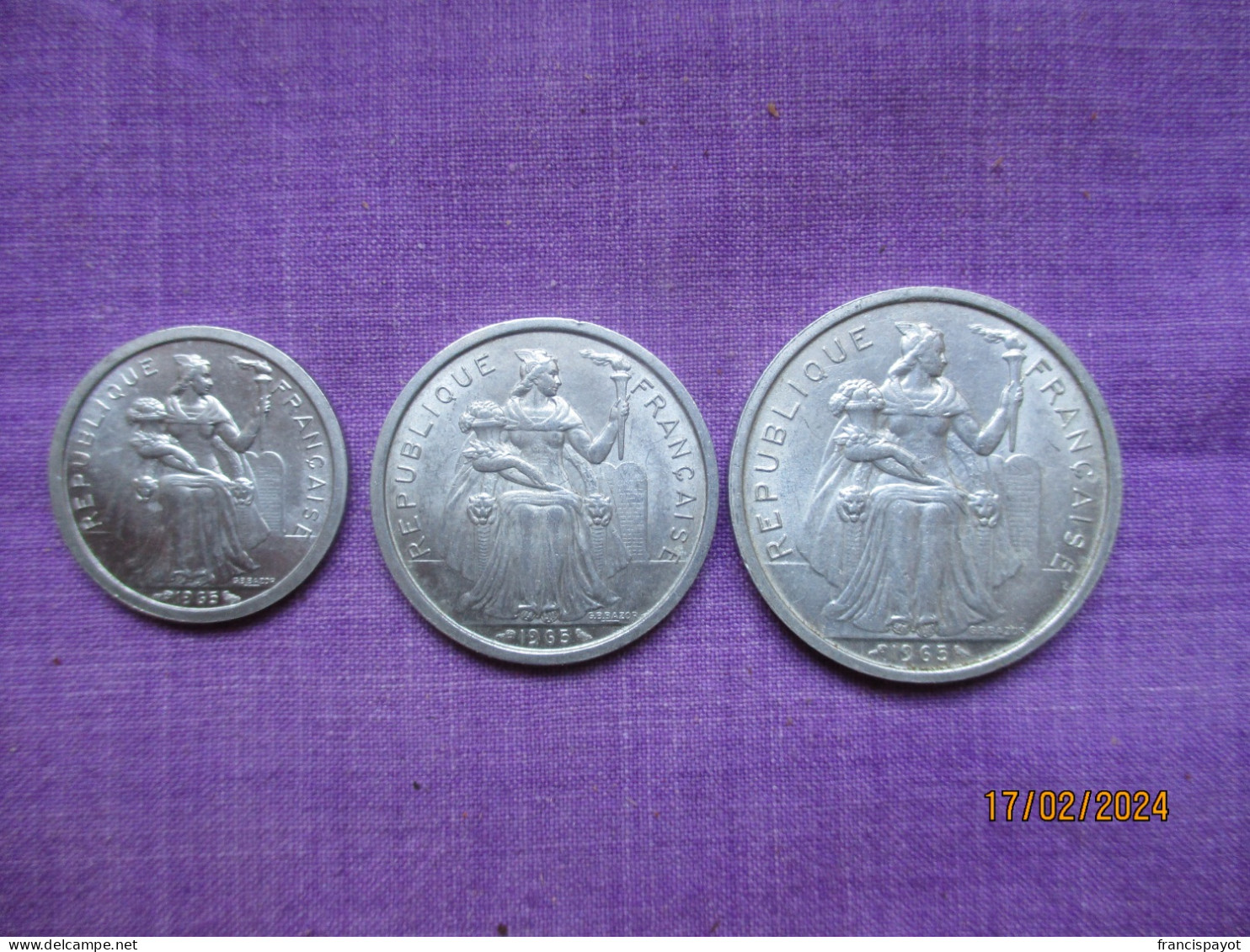 Polynésie Française: 1, 2 & 5 Francs 1965 - Französisch-Polynesien