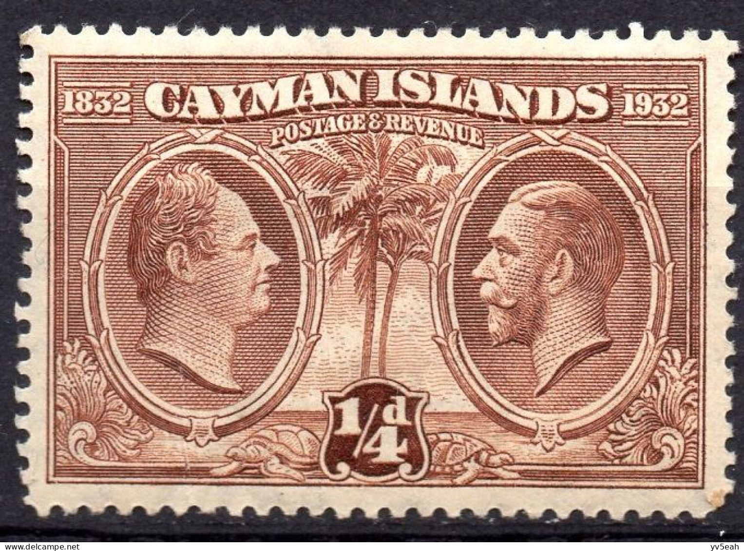 CAYMAN ISLAND/1932/MNH/SC#69/ CENT. OF FORMATION CAYMAN IS. ASSEMBLY/ KING WILLIAM IV & GEORGE VI/ 1/4p - Cayman (Isole)