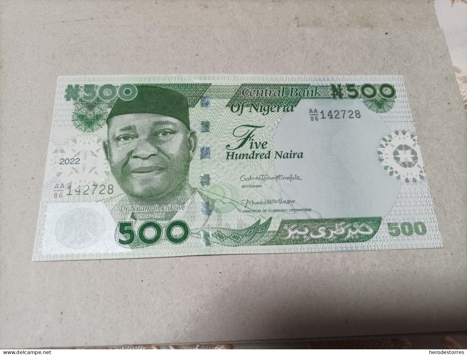 Billete De Nigeria De 500 Naira, Serie AA, Año 2022, UNC - Nigeria