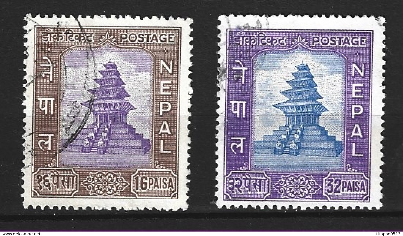 NEPAL. N°100 & 102 Oblitérés De 1959. Temple De Nabta Pale. - Induismo