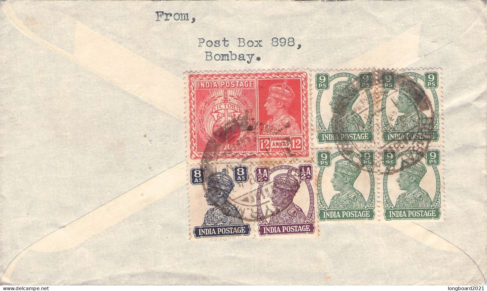 INDIA - AIRMAIL BOMBAY - SUISSE  / 5270 - 1936-47  George VI