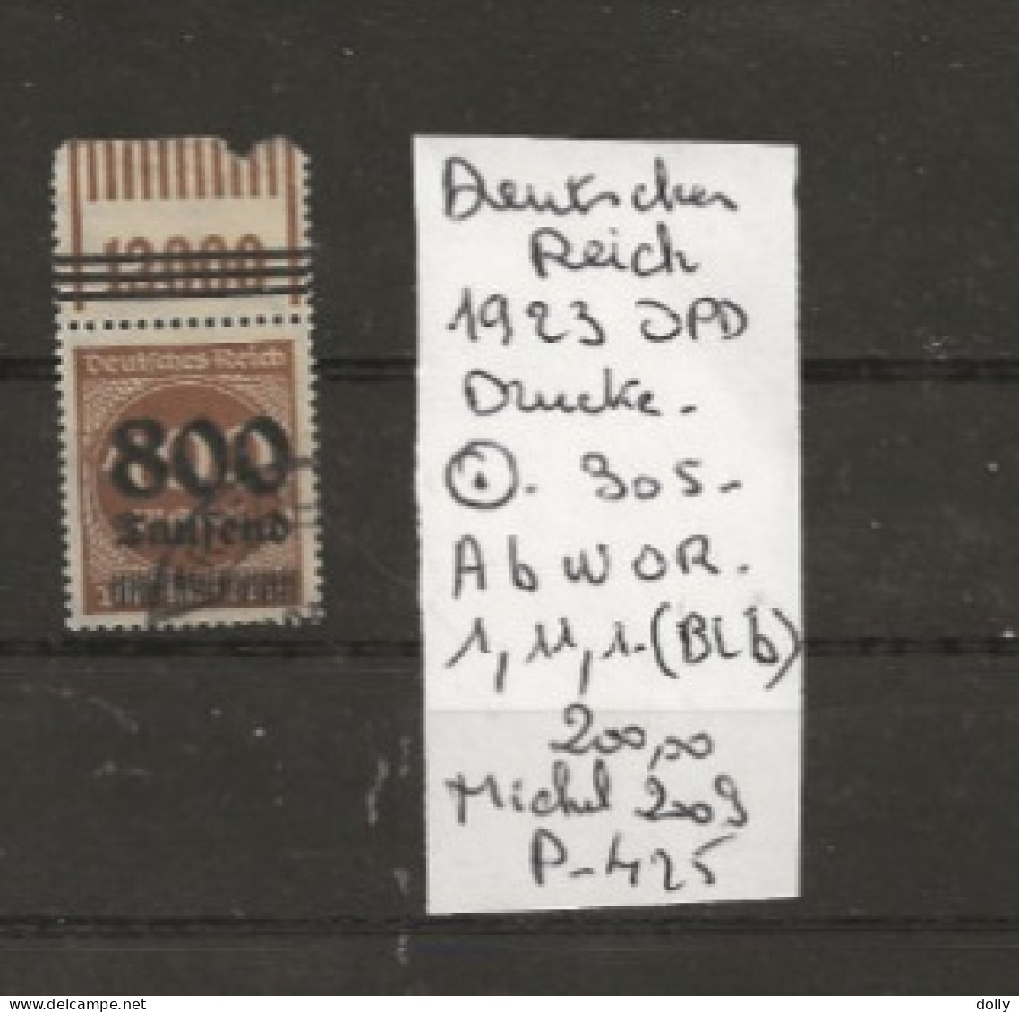 TIMBRE D ALLEMAGNE DEUTSCHES REICH 1923 Nr 305 OBLITERE OPD  A B W OR 1,11,1 COTE 200.00 € - 1922-1923 Local Issues