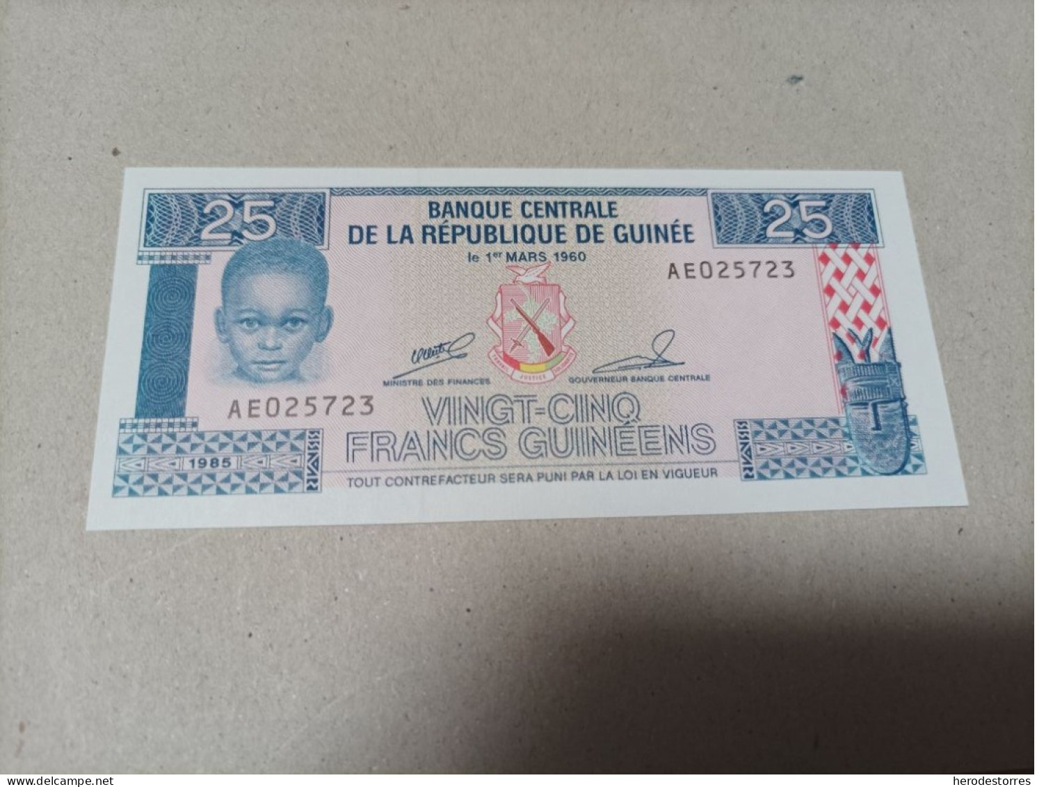 Billete De Guinea De 25 Francos, Año 1960, UNC - Guinea