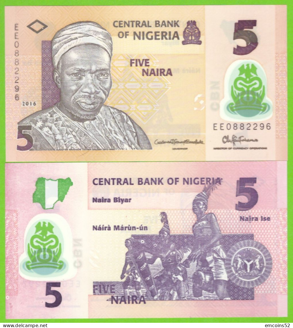 NIGERIA 5 NAIRA 2016 P-38g  UNC POLIMER - Nigeria