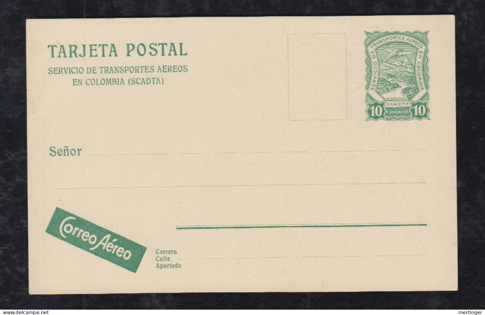 Colombia SCADTA 1921 Airmail Stationery Postcard 10c ** MNH - Colombia