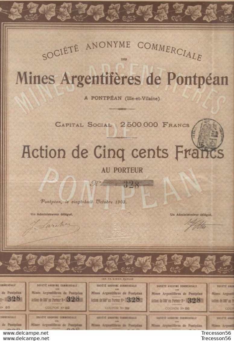 PONTPEAN--Action Des Mines Argentifères --45X35 - P - R