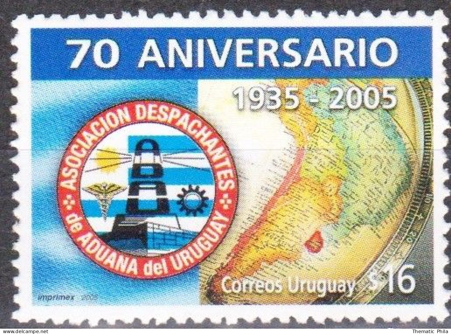 2005 URUGUAY MNH - Yv 2245 Customs Agents Aduana Mapa Map - Uruguay