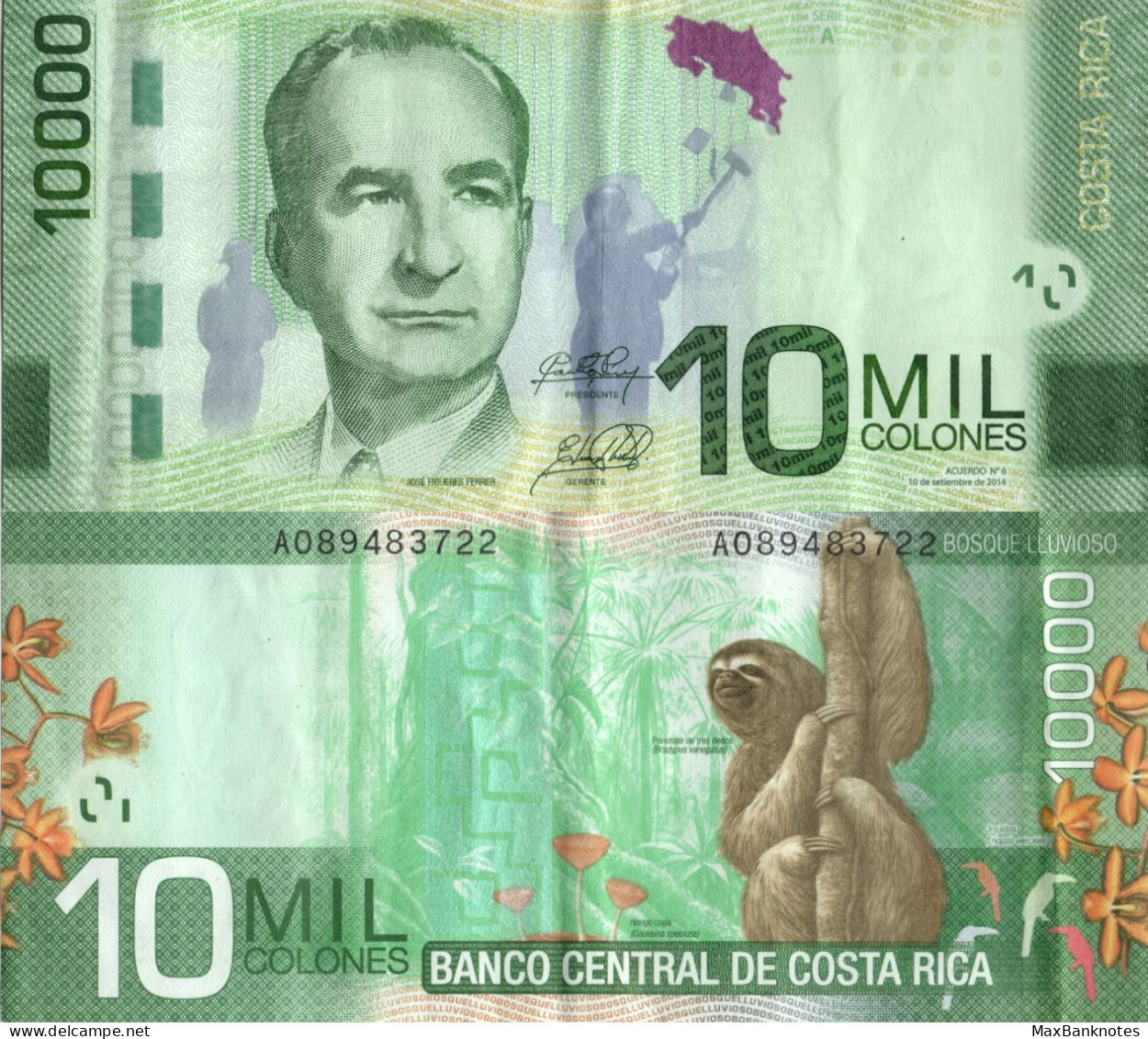 Costa Rica / 10.000 Colones / 2014 / P-277(b) / XF - Costa Rica