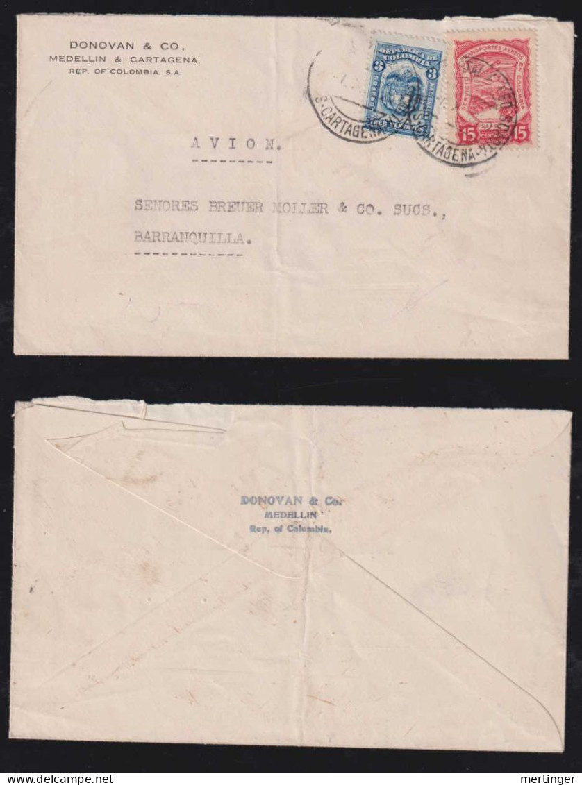 Colombia SCADTA 1925 Airmail Cover CARTAGENA X BARRANQUILLA - Colombia