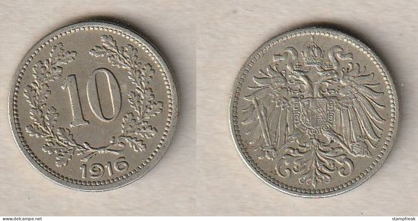 02209) Österreich, 10 Heller 1916 Kaiserl. Wappen - Autriche