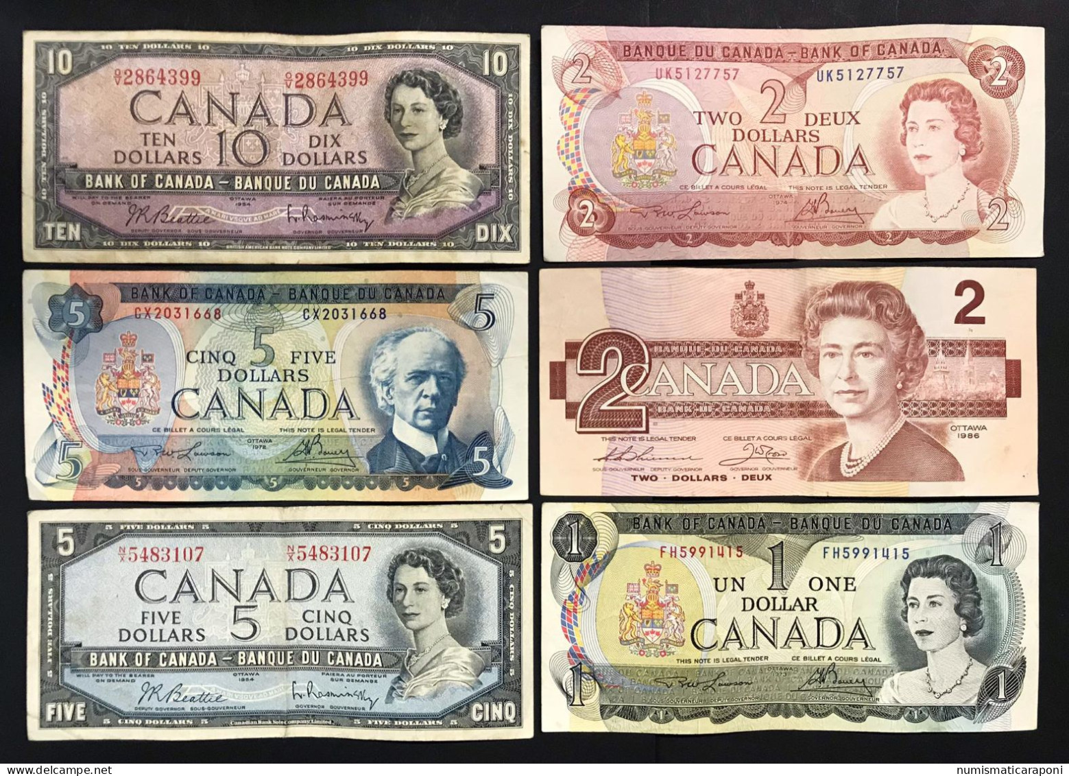 CANADA 1954-1986 Da 1 A 10 Dollars 11 Banconote Lotto.317 - Canada