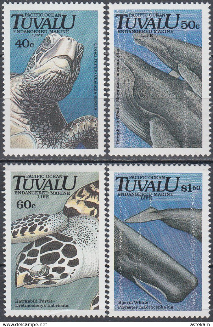 TUVALU 1991, MARINE FAUNA, ENDANGERED MARINE ANIMALS, COMPLETE MNH SERIES With GOOD QUALITY, *** - Tuvalu