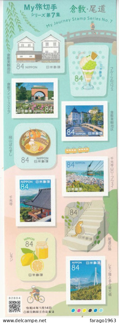 2022 Japan My Journey Cycling Trains Food Bridges Cable Car  Miniature Sheet Of 10 MNH - Ungebraucht