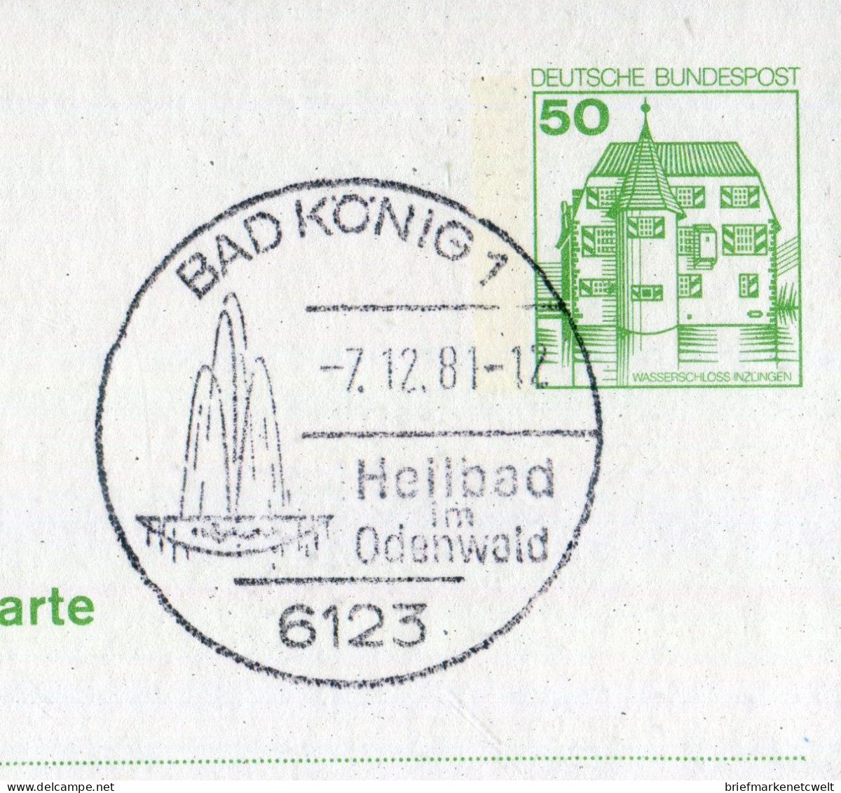 "BUNDESREPUBLIK DEUTSCHLAND" 1981, Bildpostkarte Mit Bildgleichem Stempel Ex "BAD KOENIG" (60088) - Bildpostkarten - Gebraucht