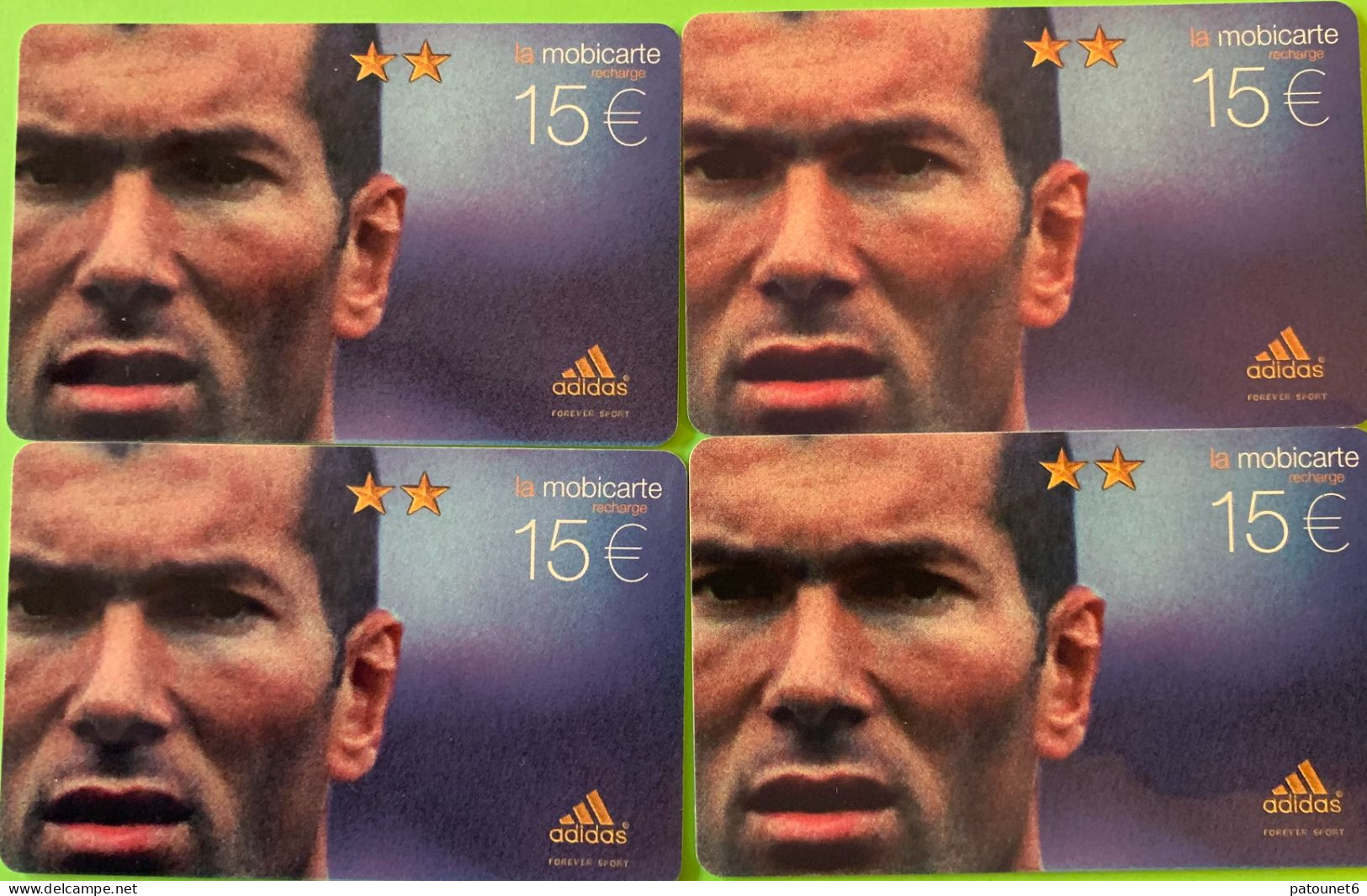 MBC 234 B   -  ADIDAS/ZIDANE -  15 E.  -  1 Lot De 4 Cartes - Per Cellulari (ricariche)