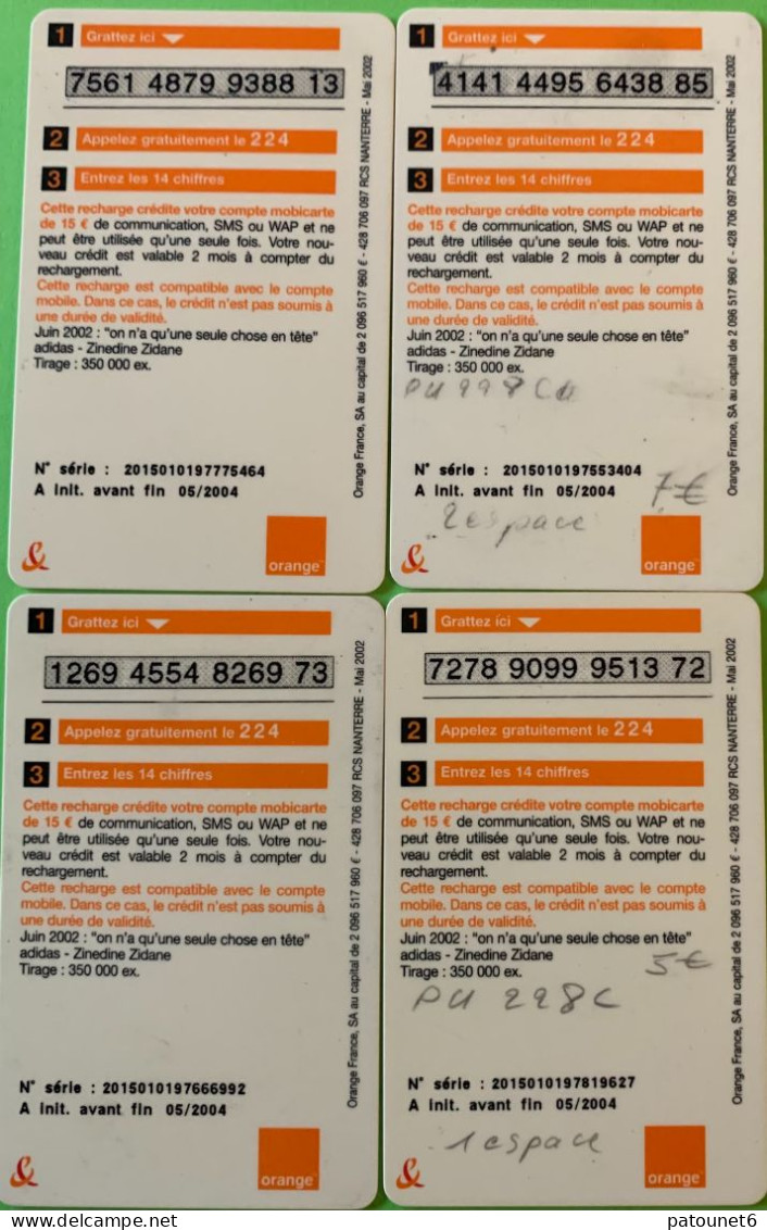 MBC 234 B   -  ADIDAS/ZIDANE -  15 E.  -  1 Lot De 4 Cartes - Kaarten Voor De Telefooncel (herlaadbaar)