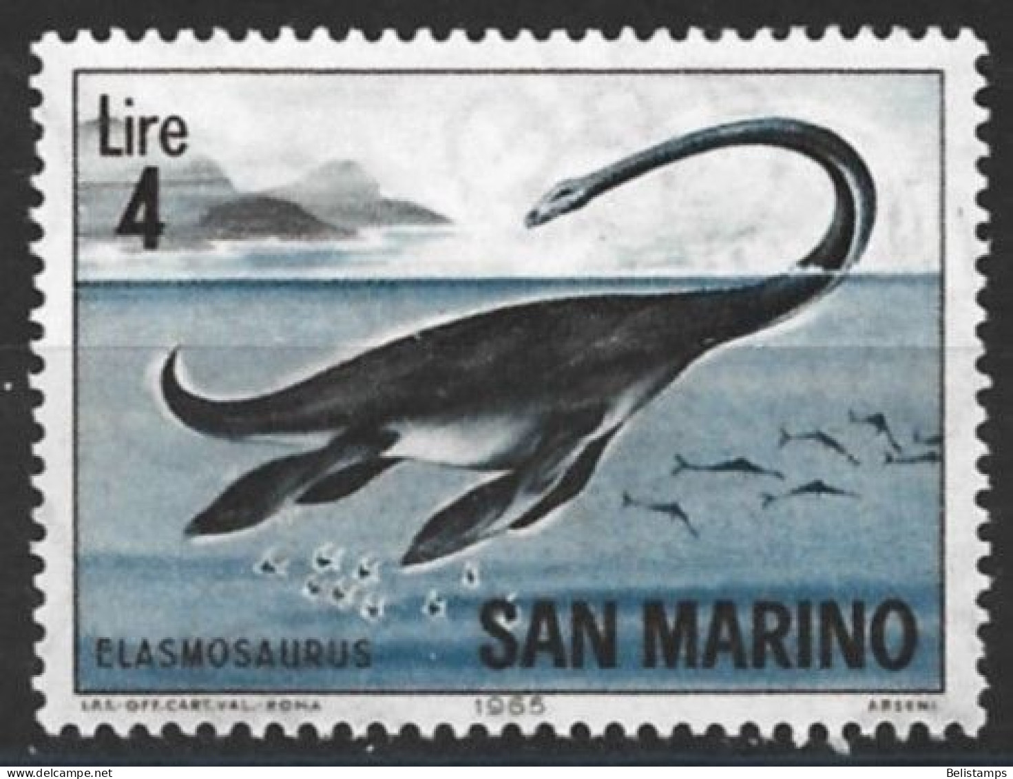 San Marino 1965. Scott #615 (MH) Dinosaur, Elamosaurus - Neufs