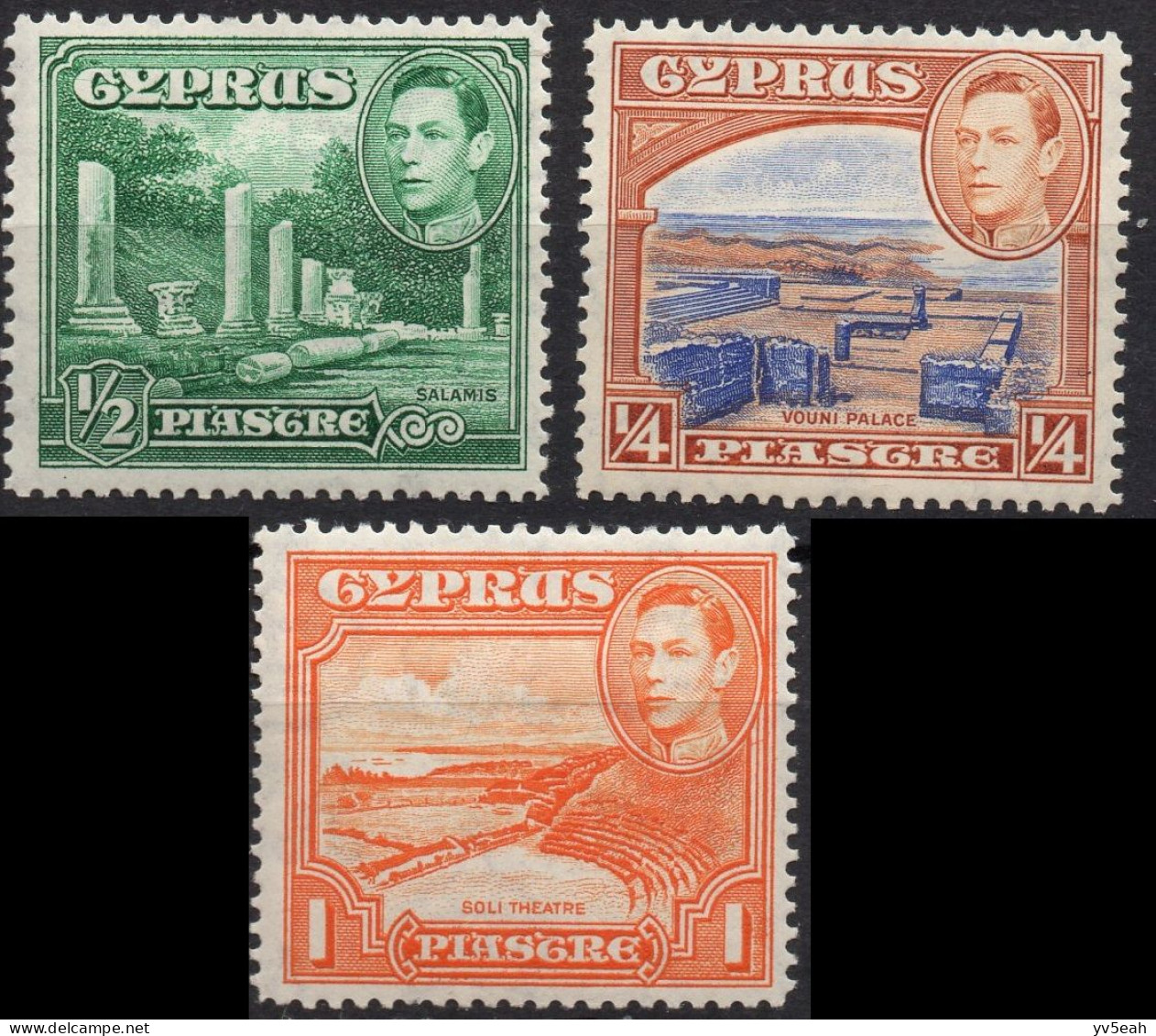 CYPRUS/1938-44/MH/SC#143-4, 146/ OLD ARCHITECTURE / BUILDINGS / PICTORIAL / KING GEORGE VI / KGVI / PARTIAL SET - Cyprus (...-1960)