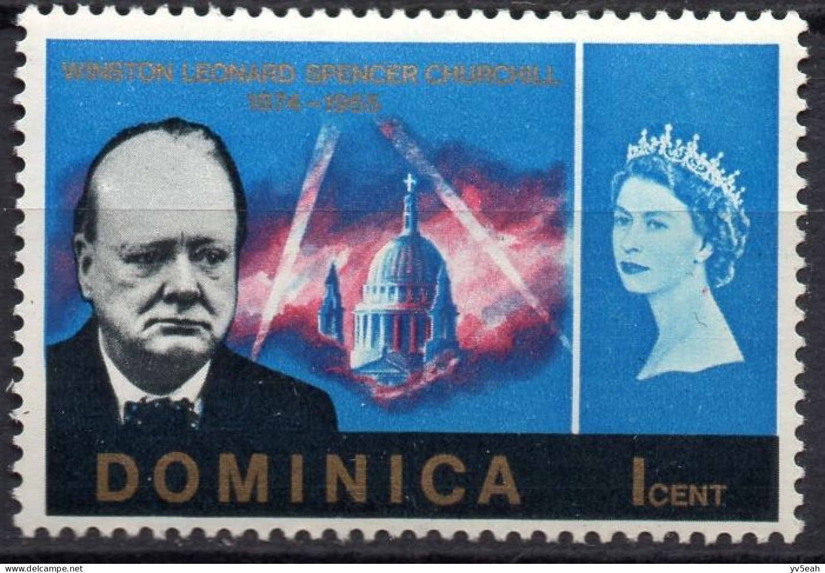 DOMINICA/1965/MNH/SC#189/ SIR WINSTON CHURCHILL MEMORIAL ISSUE/ 1c BRIGHT BLUE - Dominica (...-1978)