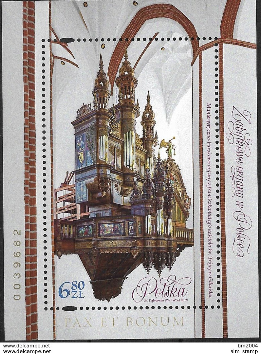 2018 Polen Mi. Bl 274 **MNH   Orgel Der St.-Trinitatis-Kirche, Danzig - Unused Stamps