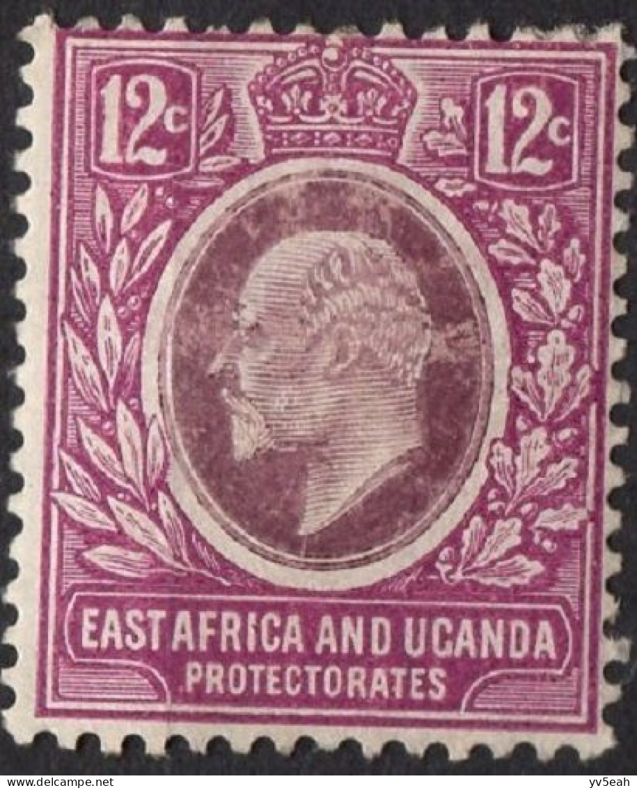 EAST AFRICA & UGANDA PROTECTORADES/1907-08/MH/SC#35/ KING EDWARD VII / KEVII / 12c RED VIO & DL VIO - East Africa & Uganda Protectorates