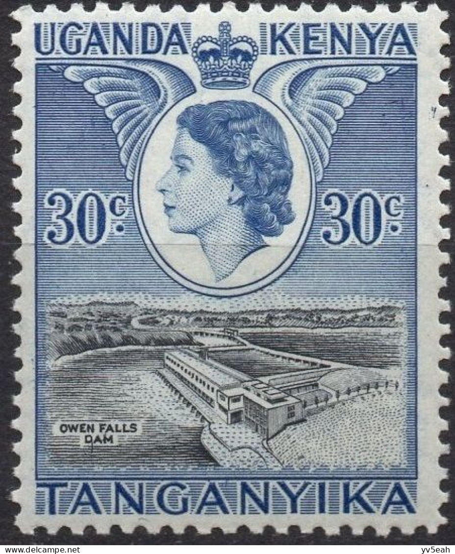 KENYA UGANDA & TANZANIA/1954/MNH/SC#108/ QUEEN ELIZABETH II/ QEII / OWEN FALLS DAM / 30c ULTRA & BLK - Kenya, Oeganda & Tanzania