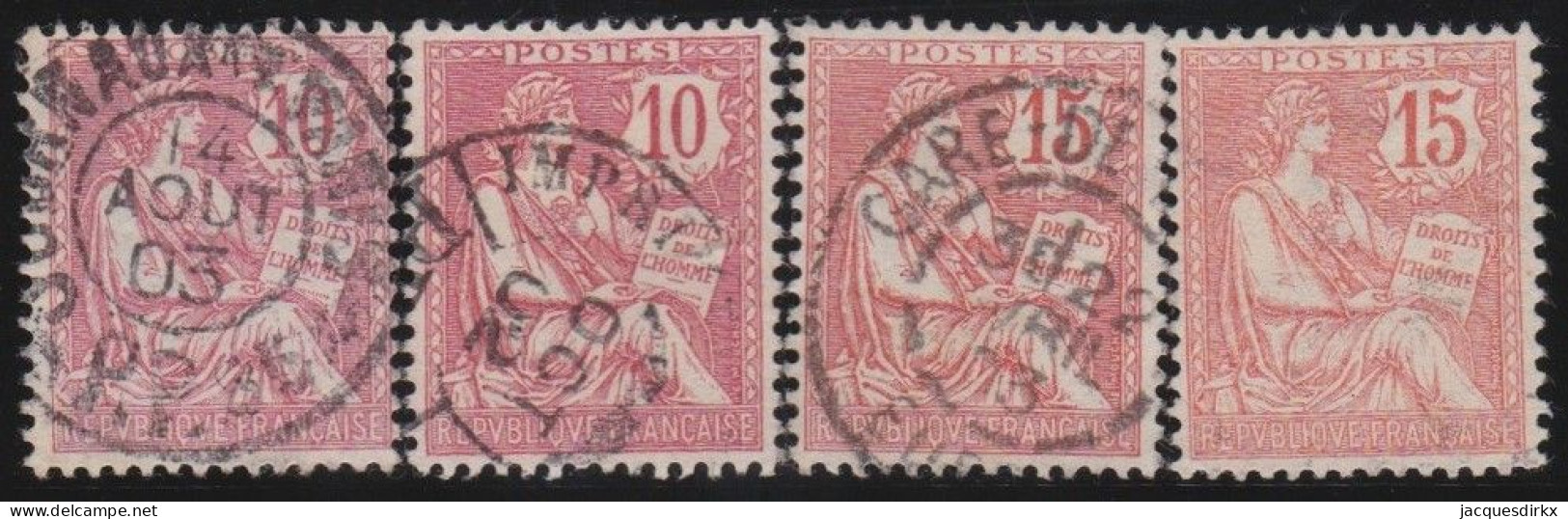 France  .  Y&T   .     4 Timbres       .     O        .     Oblitéré4 Timbres - Usados