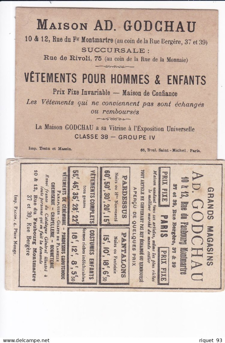 Lot 2 Images - AD. GODCHAU - Autres & Non Classés