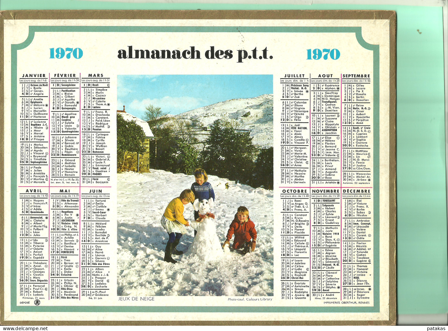 Almanach De La Poste 1970 Hauts De Seine - Big : 1961-70