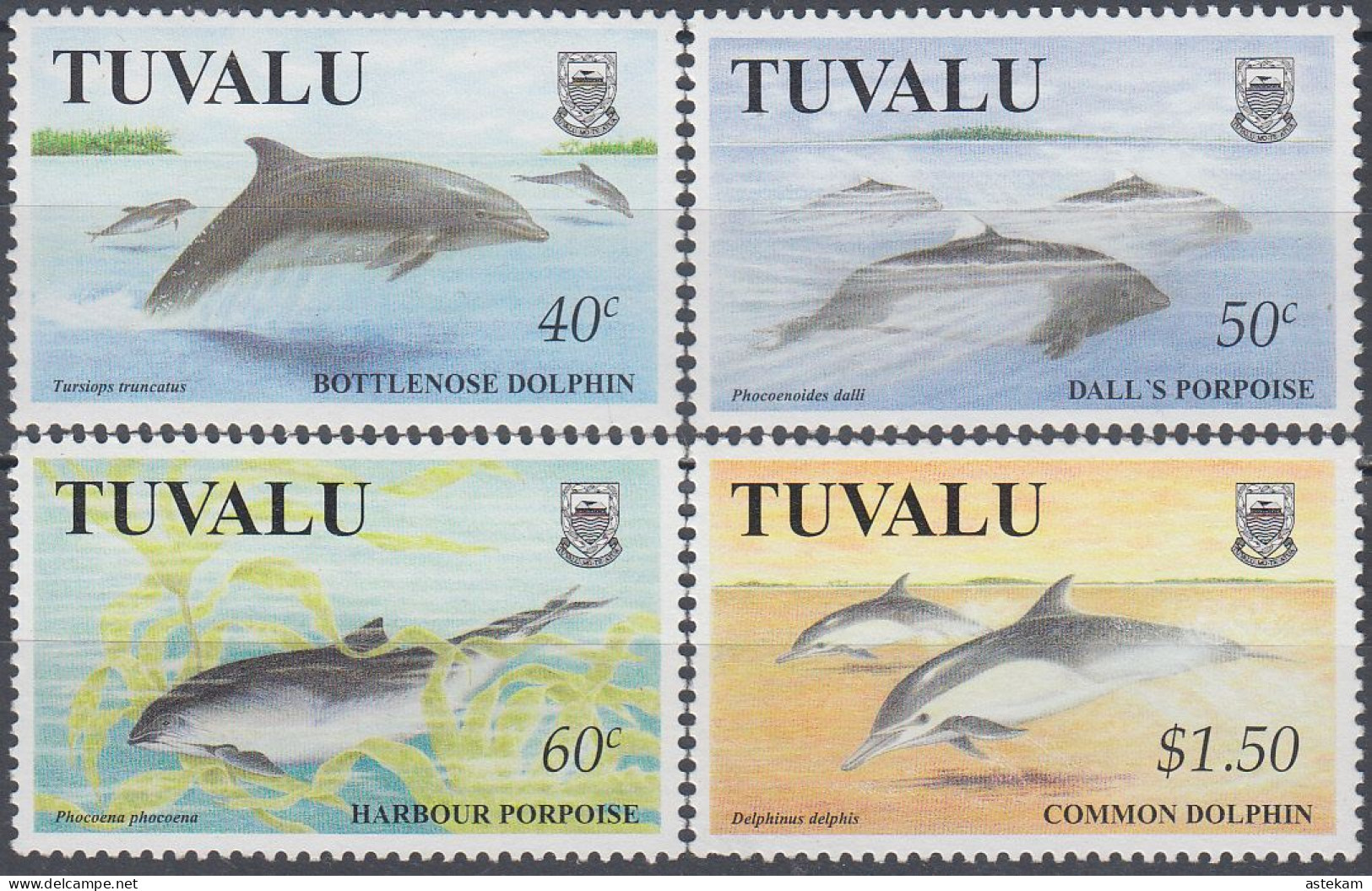 TUVALU 1998, MARINE FAUNA, DOLPHINS, COMPLETE MNH SERIES With GOOD QUALITY, *** - Tuvalu