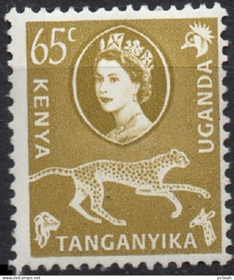 KENYA UGANDA & TANZANIA/1960/MNH/SC#128/ QUEEN ELIZABETH II/ QEII / 65c LEMON, LEOPARD - Kenya, Uganda & Tanzania