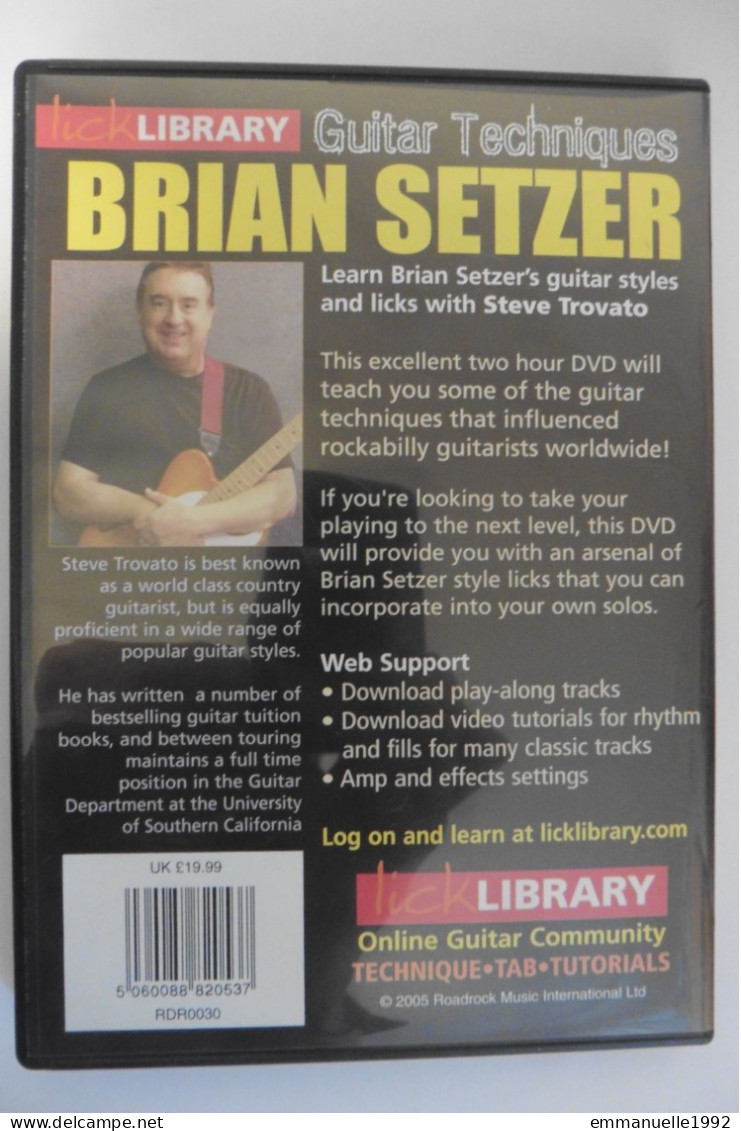 DVD Guitar Techniques Brian Setzer Licks Workshops With Steve Trovato - RARE ! English Only - Documentales