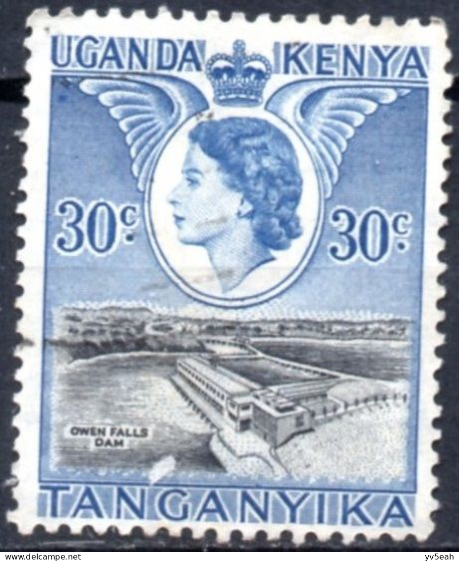 KENYA UGANDA & TANZANIA/1954/USED/SC#108/ QUEEN ELIZABETH II/ QEII / OWEN FALLS DAM / 30c ULTRA & BLK - Kenya, Oeganda & Tanzania