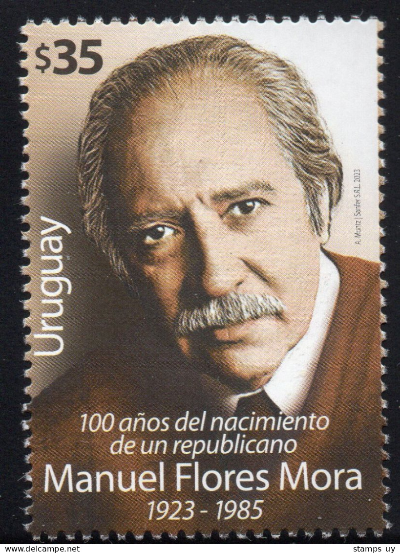 URUGUAY 2023 (Politicians, Periodist, Manuel Flores Mora, Red Party, Right-wing) - 1 Stamp - Uruguay