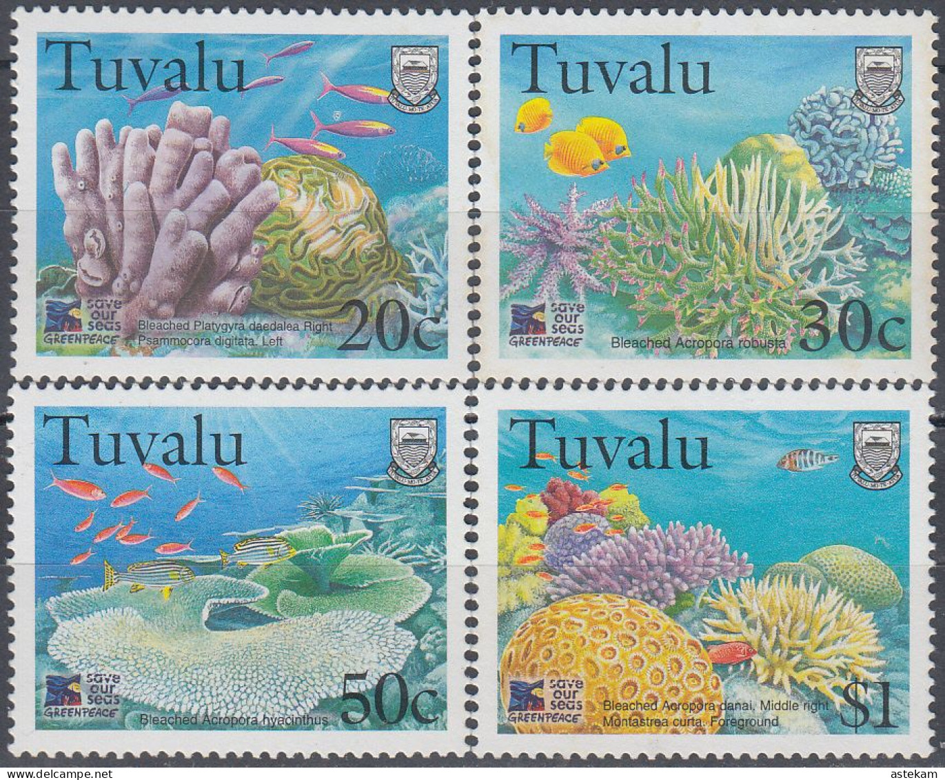 TUVALU 1998, MARINE FAUNA, CORALS, COMPLETE MNH SERIES With GOOD QUALITY, *** - Tuvalu