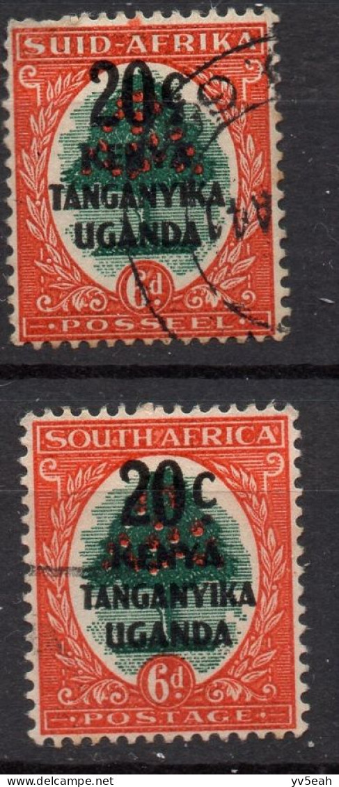 KENYA UGANDA & TANZANIA/1941-2/USED/SC#88a, 88b/ ORANGE TREE / SOUTH AFRICA OVERPRINTED / 20c ON 6p ORANGE &BLACK - Kenya, Ouganda & Tanzanie